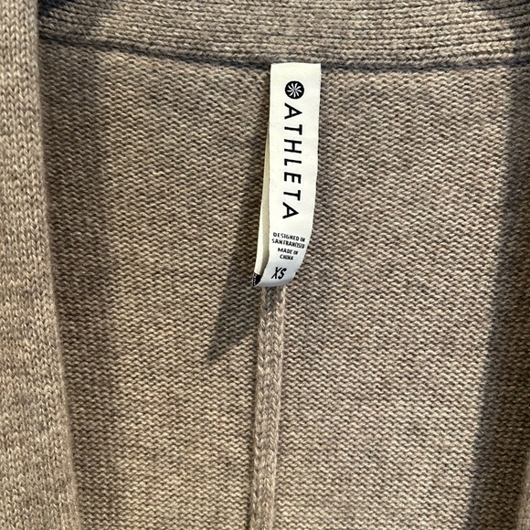 Athleta Spirit Wool Cashmere Open  Cardigan Wrap Duster XS Oatmeal Heath… - Picture 2 of 10